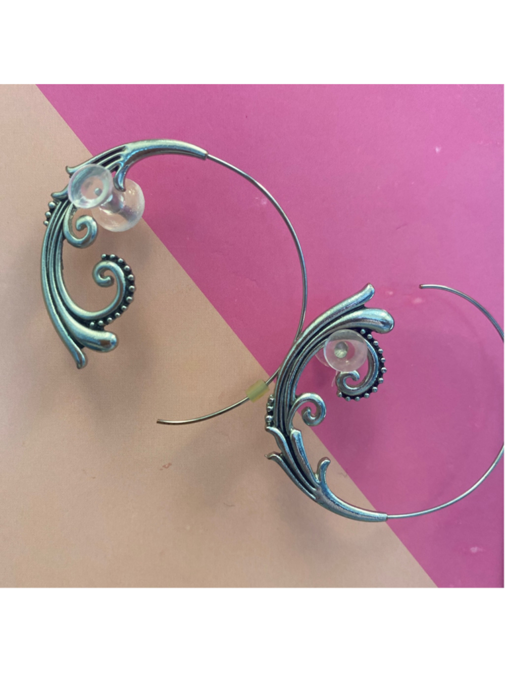 Women's Unbranded Silver Filigree Hoop Earrings One Size